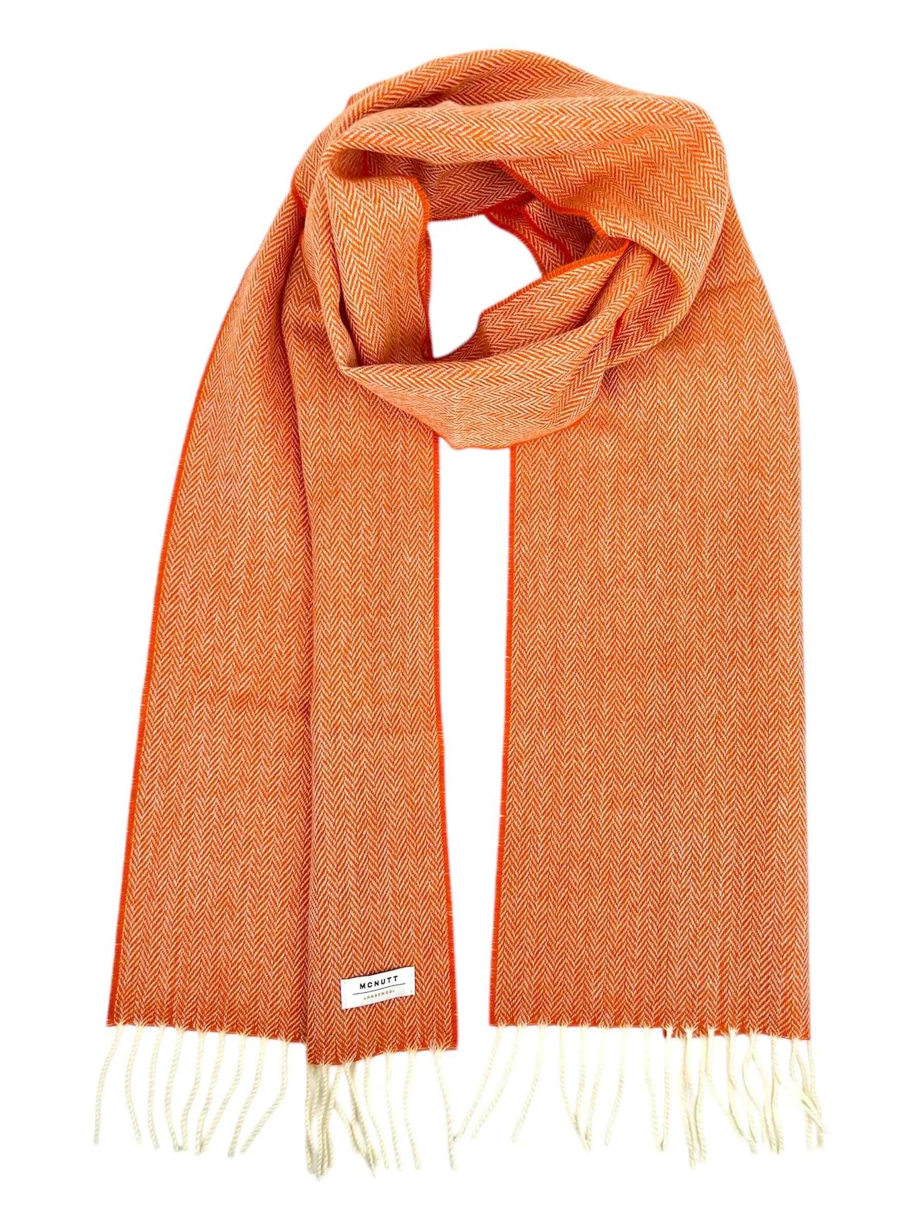 Orange Herringbone Merino Lambswool Scarf | McNutt of Donegal